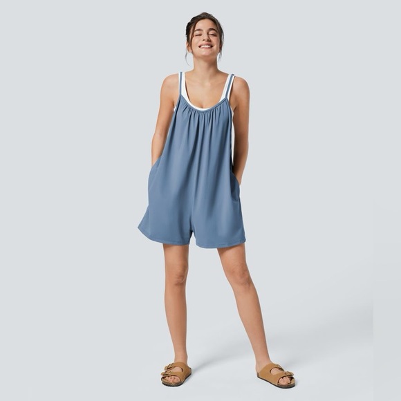 HALARA Pants - NWT Halara Spaghetti Pocket Solid Wide Leg Casual Jumpsuit